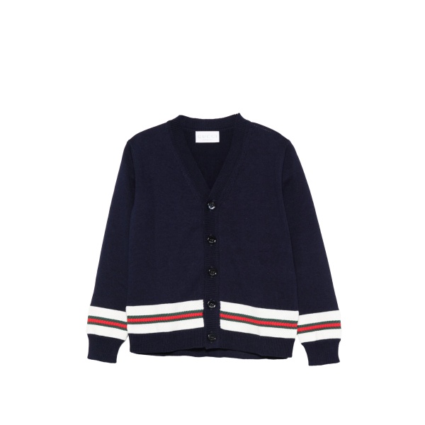striped V-neck cardigan