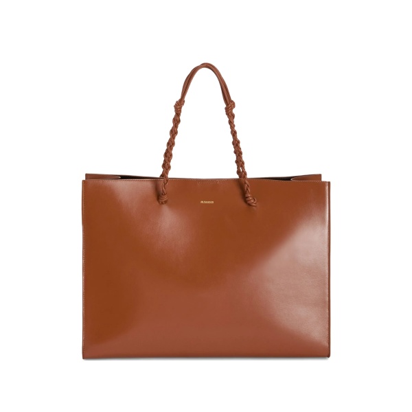 Tangle knotted handle embossed tote bag