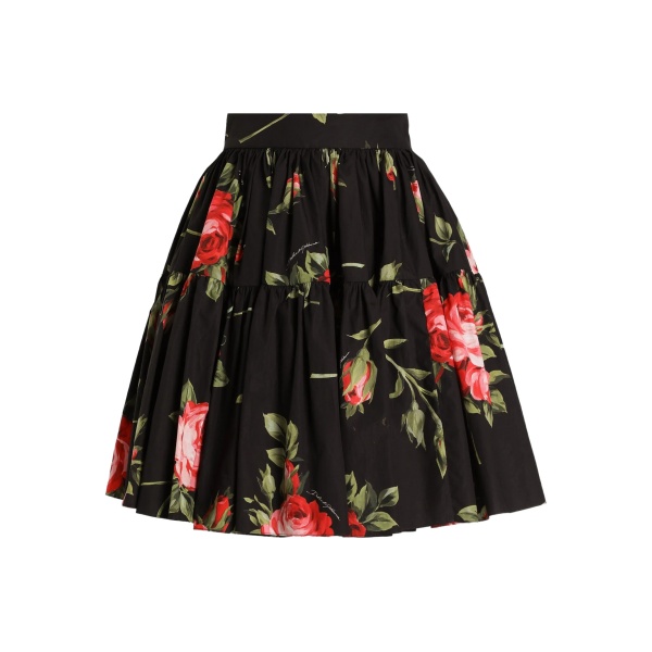 tiered floral mini skirt