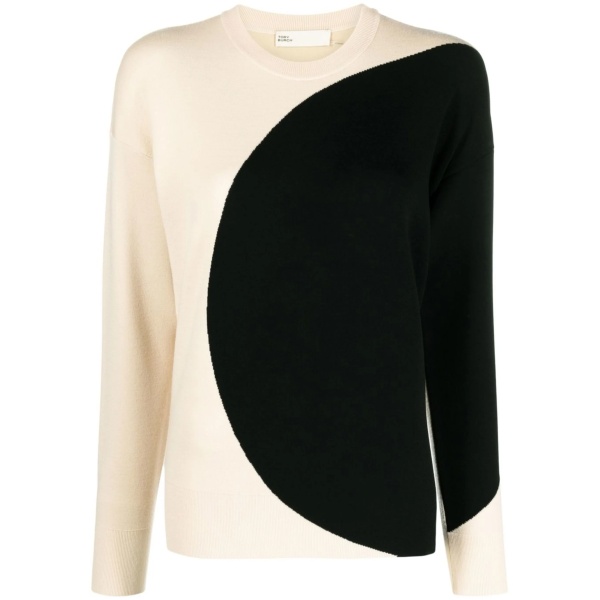 two-tone crew-neck jumper