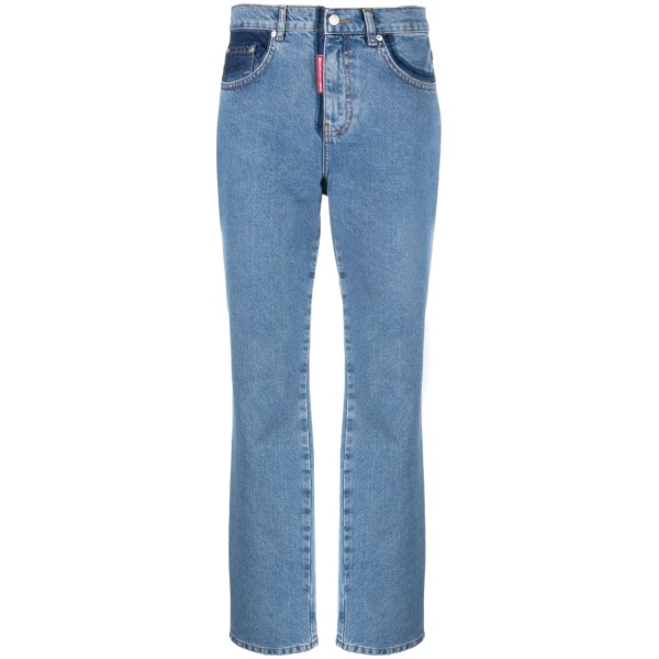 two-tone straight-leg jeans