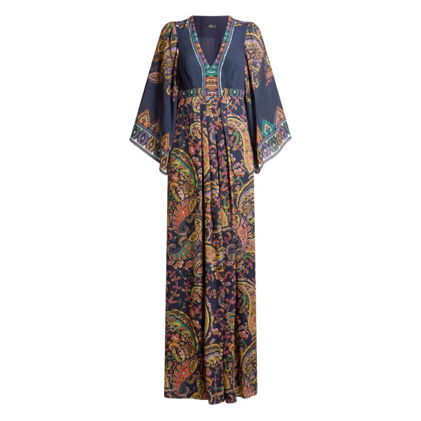 V-neck paisley-print dress