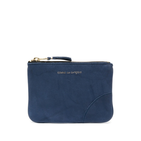washed zip-up leather pouch