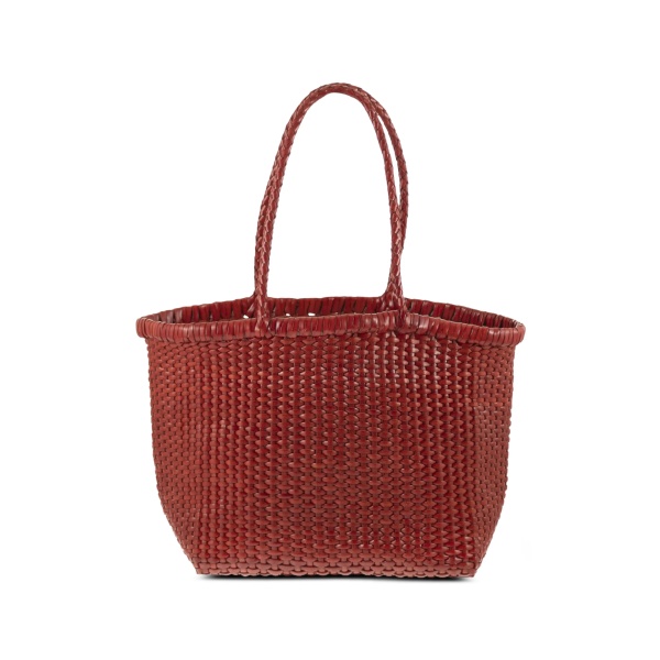 Weave braided-handle leather shoulder bag