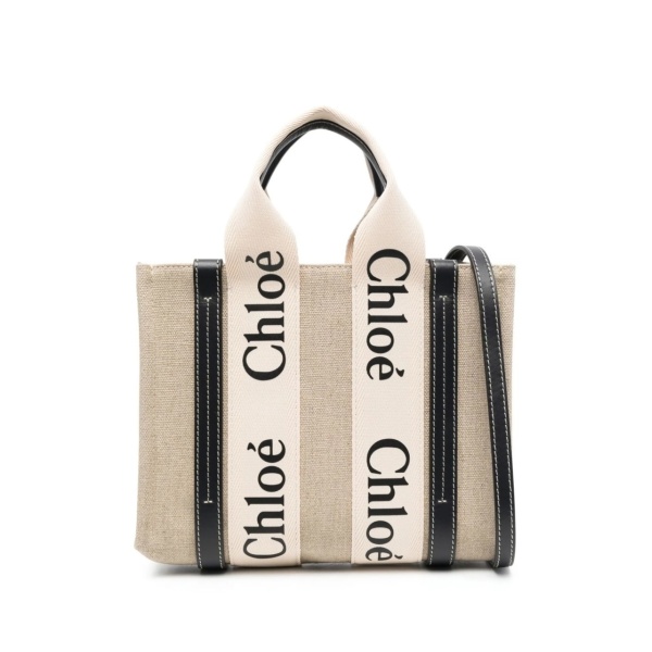 Woody logo-strap tote bag