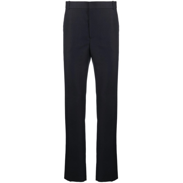 wool-blend straight-leg trousers