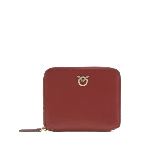 zip-around appliqué leather wallet