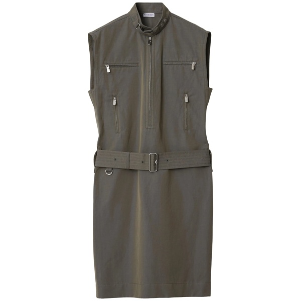 zip-detail cotton-linen dress