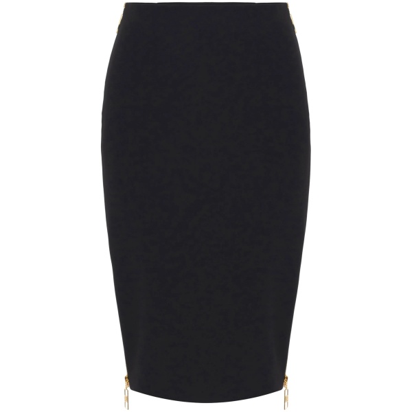 zip-detail crepe skirt