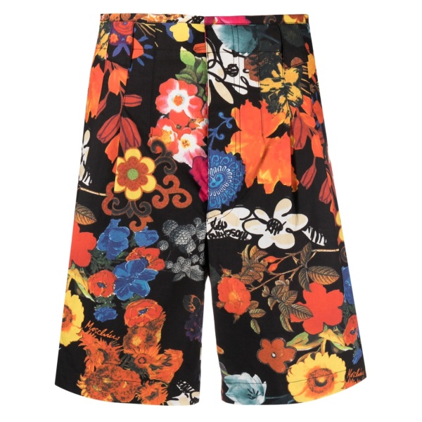 allover floral-print pleated shorts