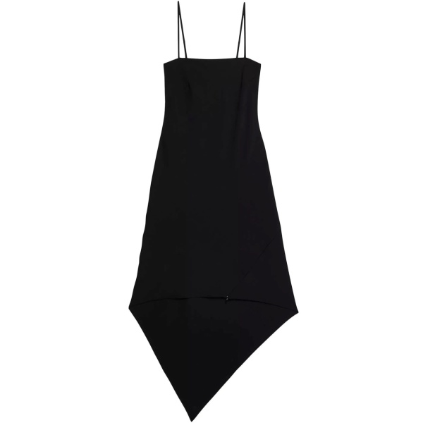 asymmetric virgin wool midi dress