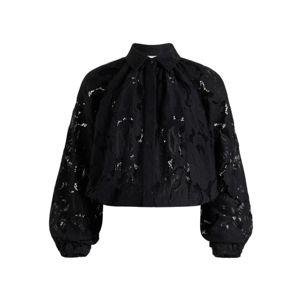 balloon-sleeve lace blouse