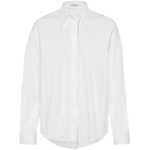 bead-embellished cotton-blend shirt