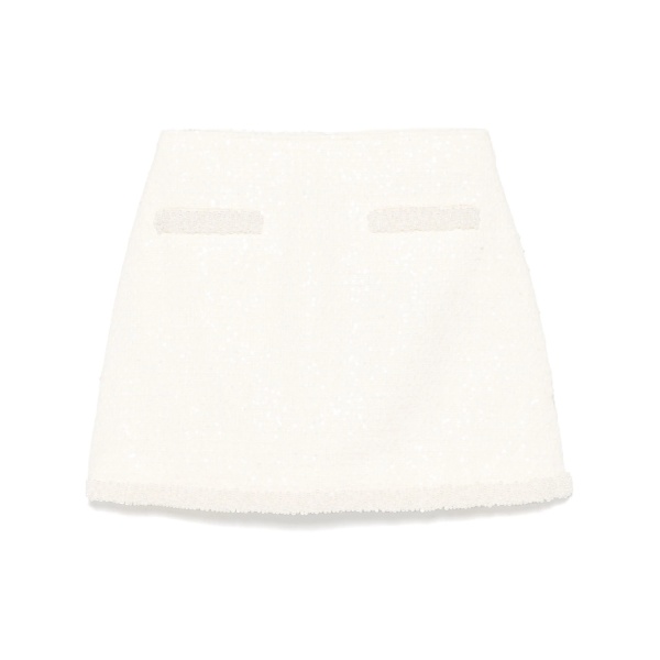 bouclé pearl-trim mini skirt