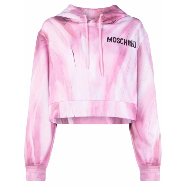 brushstroke-print cropped hoodie