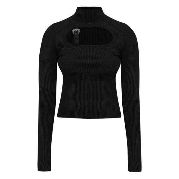 buckle-detail ribbed sweater