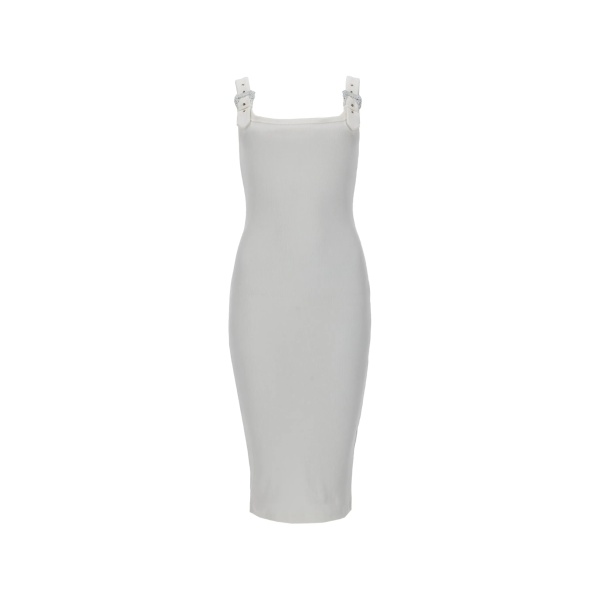 buckle strap midi dress