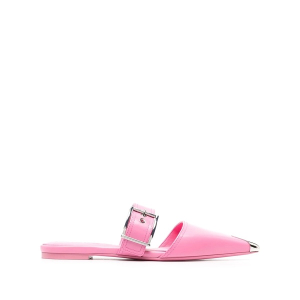 buckled leather mules