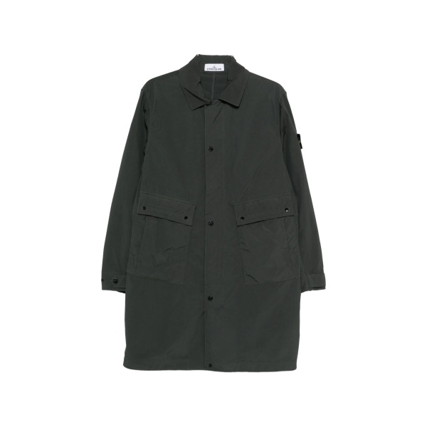 button pocket long parka coat