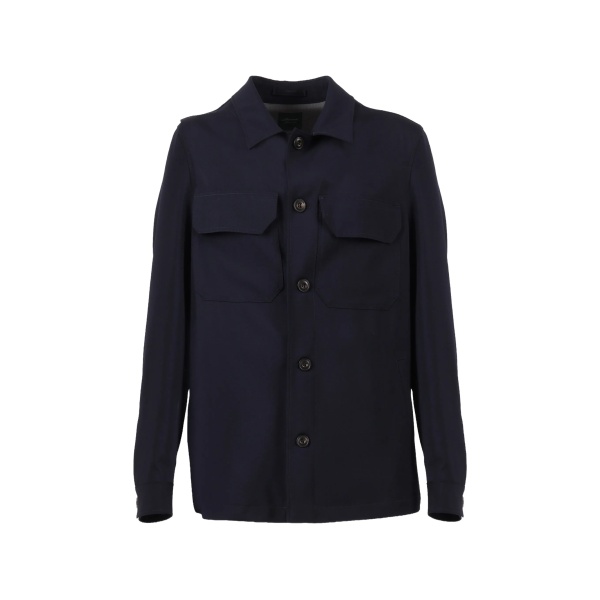 buttoned flap-pocket overshirt