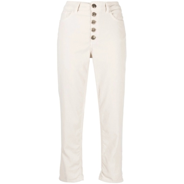 buttoned straight-leg trousers