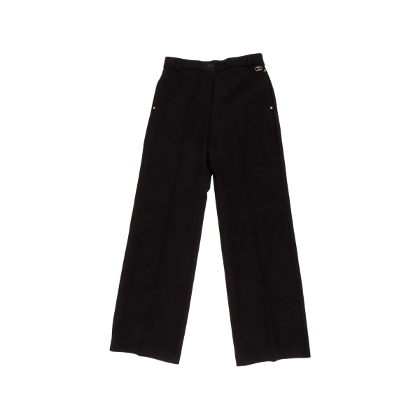 buttoned straight trousers
