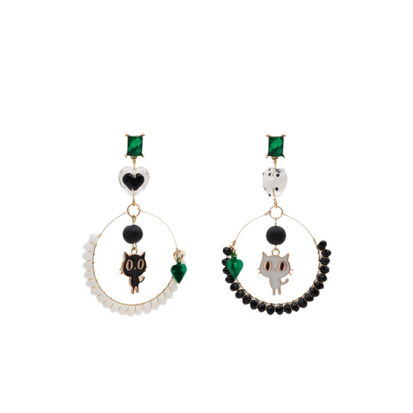 cat-appliqué drop earrings