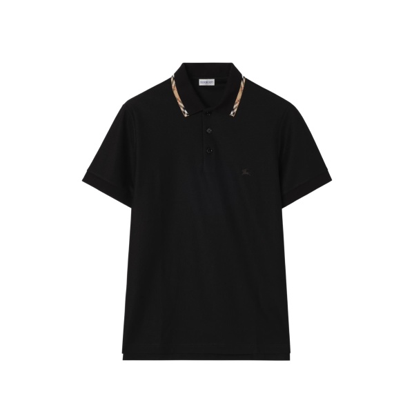 Check-trim cotton polo shirt