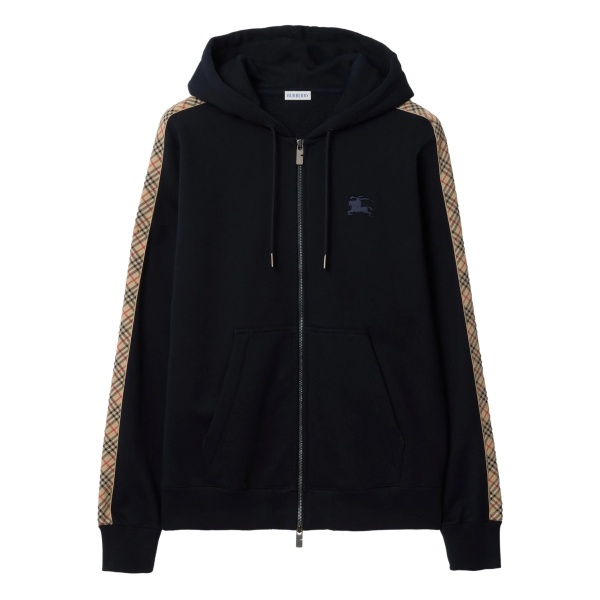 check-trim zipped hoodie