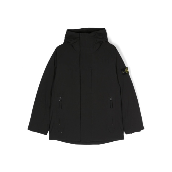 Compass-motif feather-down coat