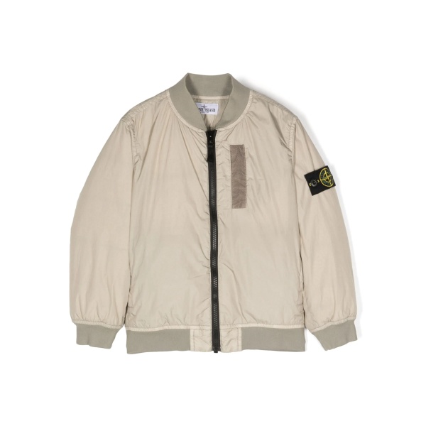 Compass-patch padded bomber jacket