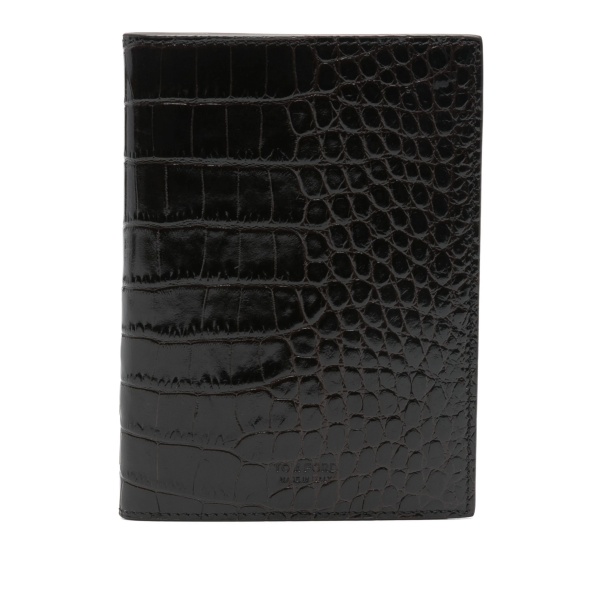 crocodile-effect leather wallet