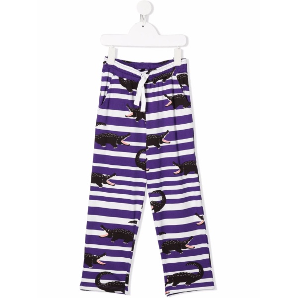 crocodile-print trousers