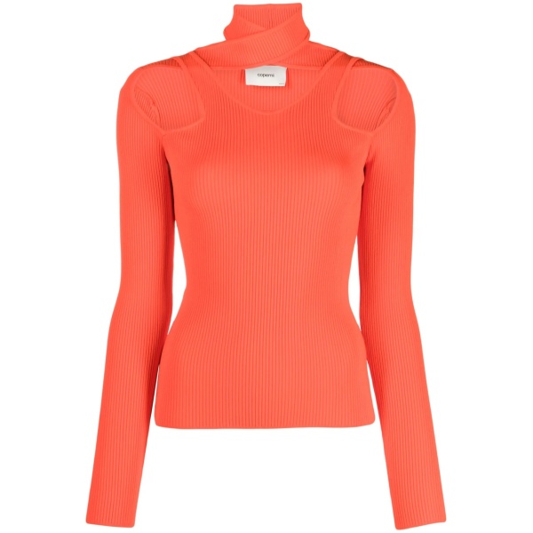 cut-out ribbed-knit top