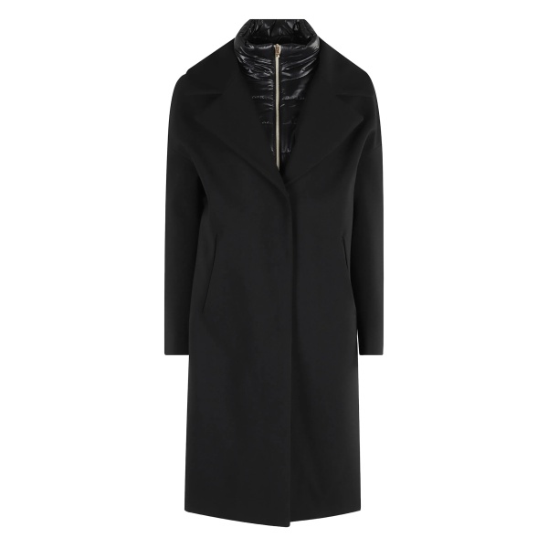 detachable-collar single-breasted wool coat
