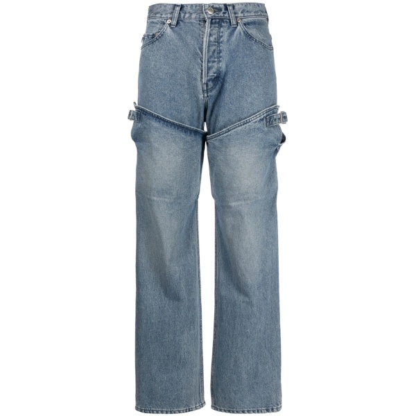 detailed straight-leg jeans