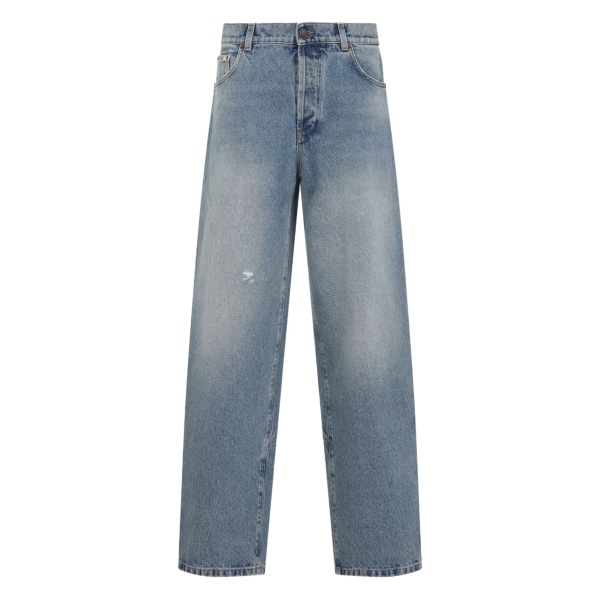 distressed straight-leg jeans