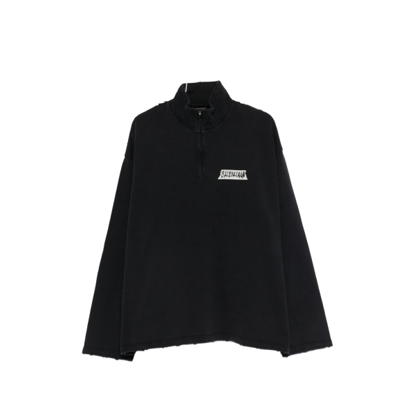 distressed zipped sweatshirt
