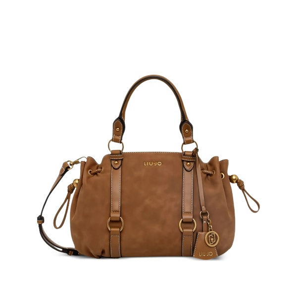 drawstring top handle satchel