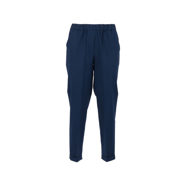 elasticated-waistband turn-up trousers
