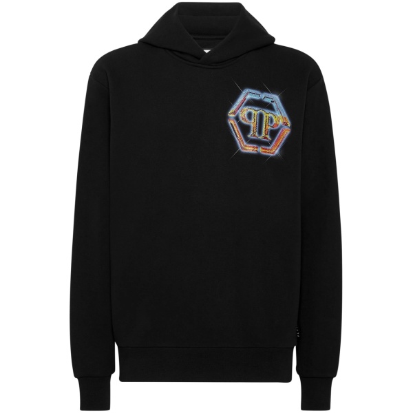 embellished logo-print hoodie