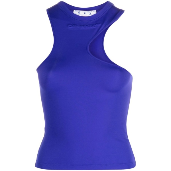 embroidered-logo asymmetric tank top