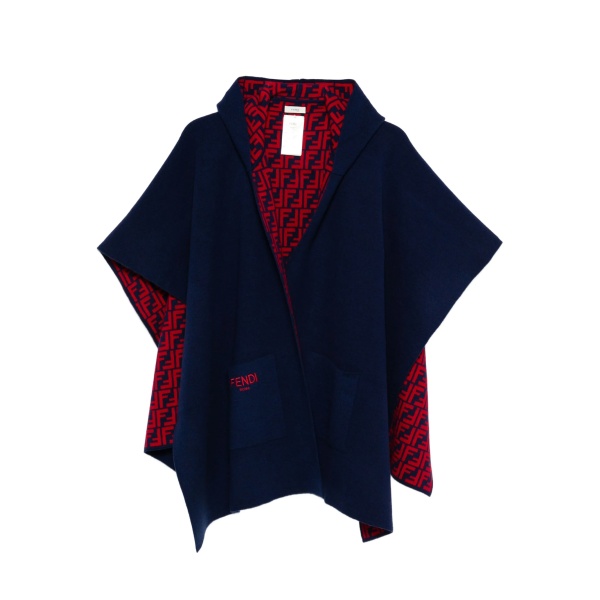 FF-pattern hooded cape