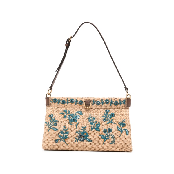 floral-embroidered clutch bag