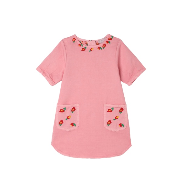 floral-embroidered pocket dress