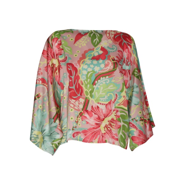 floral-print batwing top