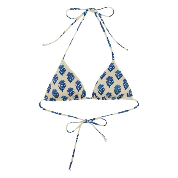 floral-print bikini top