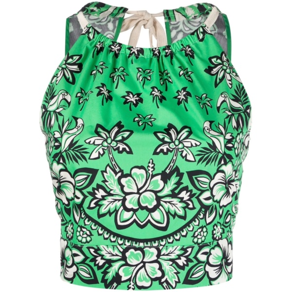 floral-print cropped top