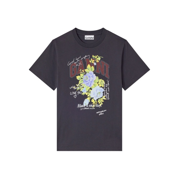 floral-print graphic T-shirt