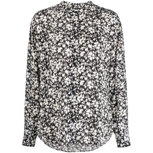 floral-print round-neck shirt